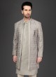 Jacket Style Indowestern  In Grey Color